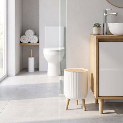 Poubelle sur pied de salle de bain touch 7L MALMO LINE Couleur bois