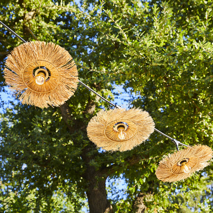 Außen anschließbare Lichterkette mit Strohschirm im Bohemian-Stil 7 Glühlampen E27-Fassung warmweiß LED TAHITI LIGHT CONNECTABLE 6m