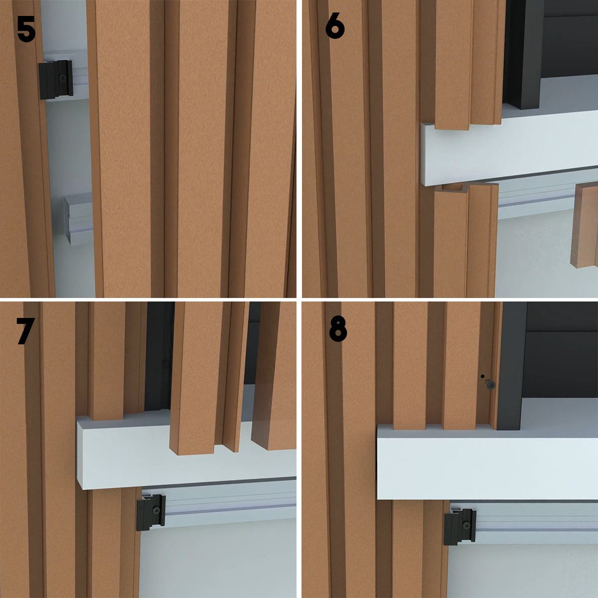 Gartenzaun-Bausatz mit Verdunkelungs-Verbundholz- und Aluminiumpaneelen - Verlängerung 1,85 x 1,87 m