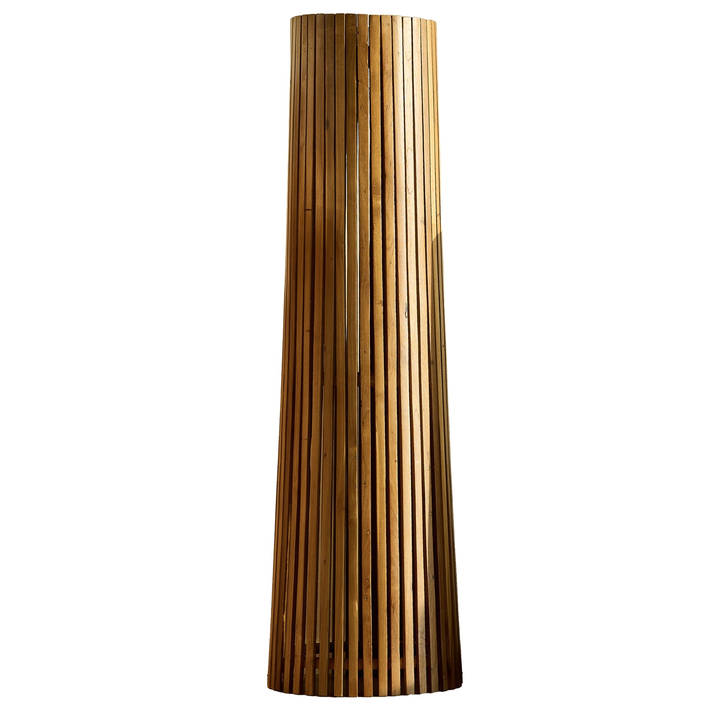 Lampadaire d'extérieur solaire TECKA TALL en bois teck avec module LED blanc chaud et télécommande H120cm