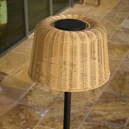 Lampadaire solaire extérieur en poly rotin avec module LED blanc chaud télécommande MATEO SOLAR  H160cm