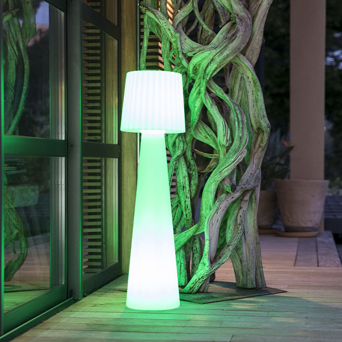 Lampadaire solaire LED abat-jour ondulé multicolore dimmable LADY C110 SOLAR  H110cm avec télécommande