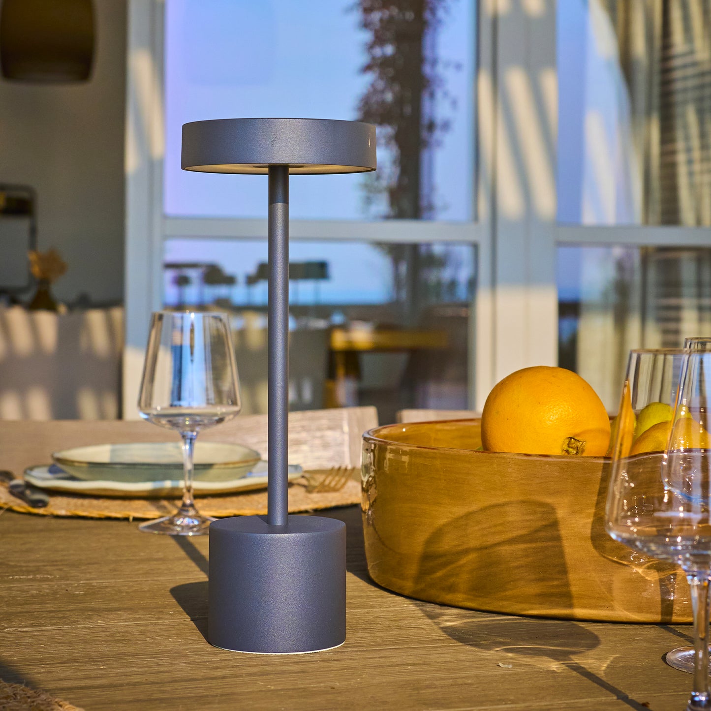 Tischleuchte wireless touch Aluminium dunkelgrau LED ROBY H30cm