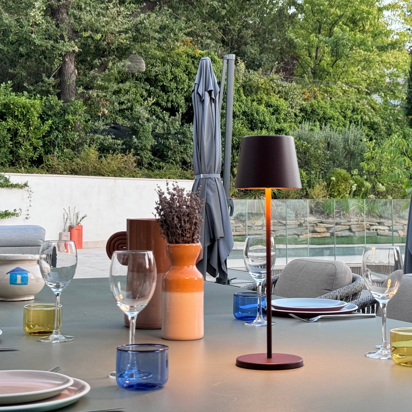 Tischleuchte Touch Wireless Aluminium grau LED weiß dimmbar KELLY ROCK H39cm