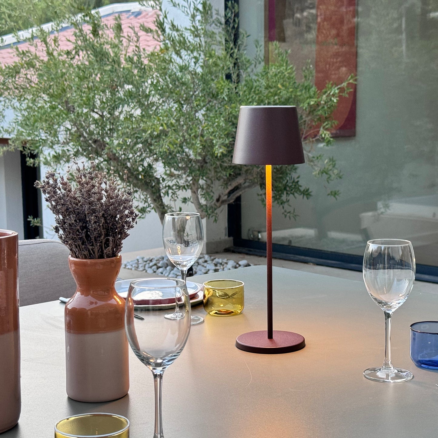 Tischleuchte Touch Wireless Aluminium grau LED weiß dimmbar KELLY ROCK H39cm