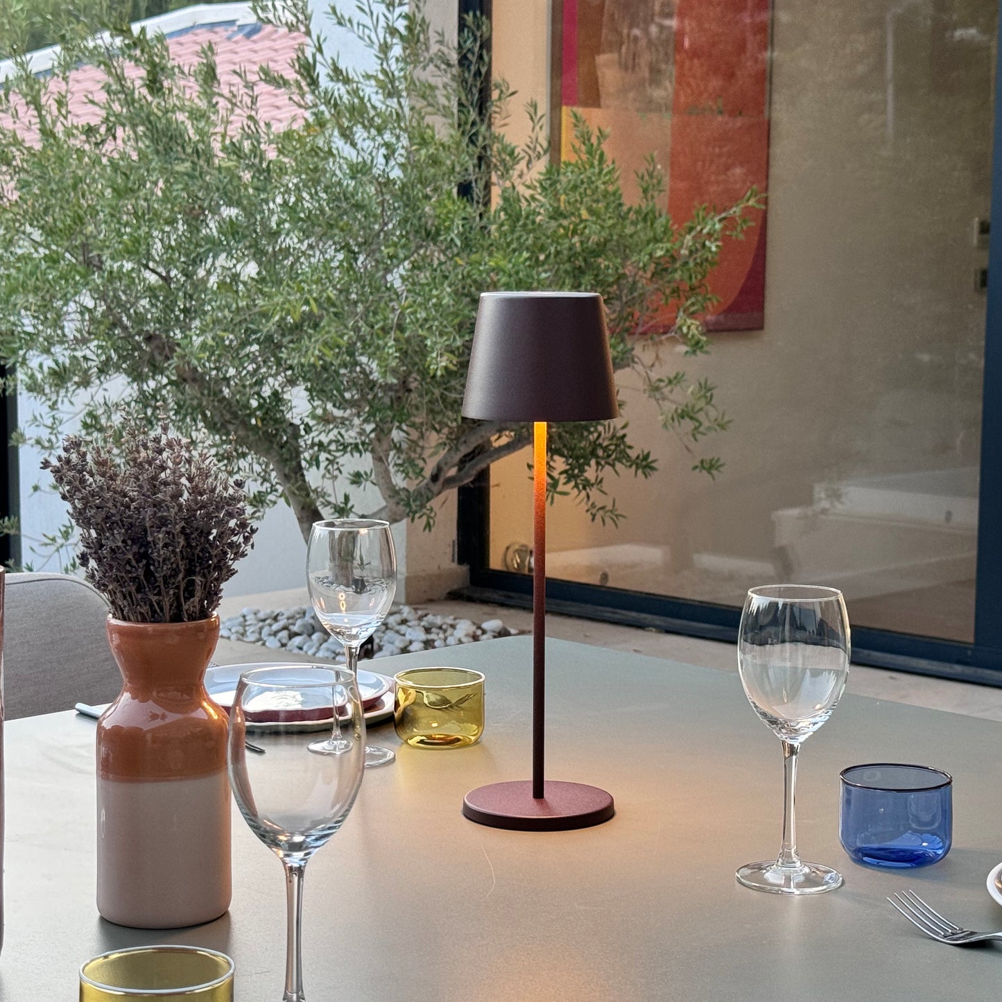 Tischleuchte Touch Wireless Aluminium grau LED weiß dimmbar KELLY ROCK H39cm