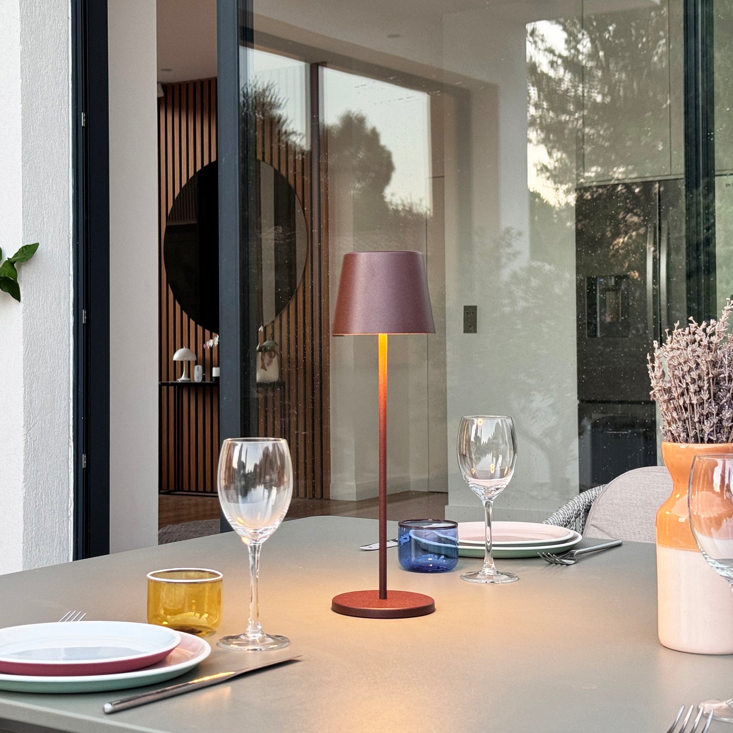 Tischleuchte Touch Wireless Aluminium grau LED weiß dimmbar KELLY ROCK H39cm