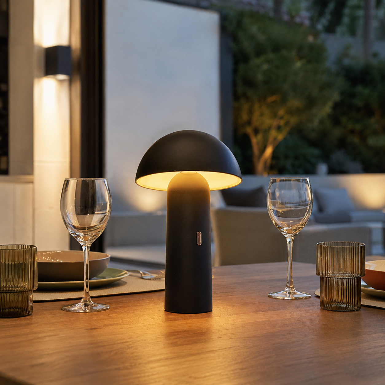 Kabellose Tischlampe verstellbarer Kopf warmweiße LED TOD BLACK H28cm