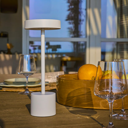 Lot de 2 lampes de table sans fil touch en aluminium blanc mat LED ROBY WHITE H30cm