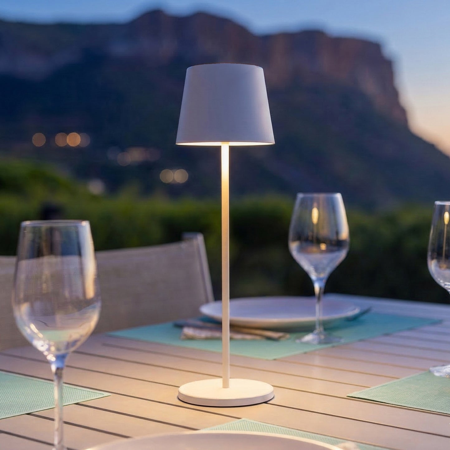 Tischleuchte touch wireless aluminium weiß dimmbar weiße LED KELLY WHITE H39cm