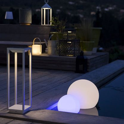 Schicke weiße Solarlaterne aus Aluminium zum Pflanzen oder Stellen oder am Boden befestigen warmweiße LED BIG HYDRA H50cm mit Schalter