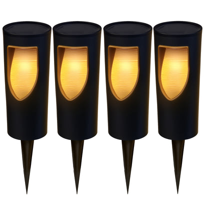 Lot de 4 balises solaires à piquer 4X GRILLY LED blanc chaud H34cm