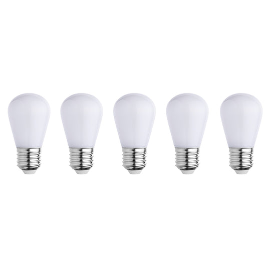 Set mit 5 weißen E27-LED-Kugellampen, kompatibel mit PARTY BULB WHITE H7cm Girlande