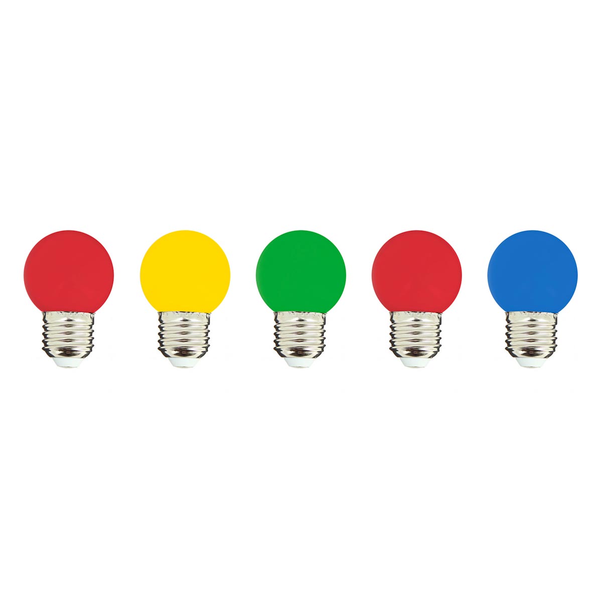 Set mit 5 LED-Birnen E27 mehrfarbig kugelkompatibel Girlande PARTY BULB COLOR H7cm