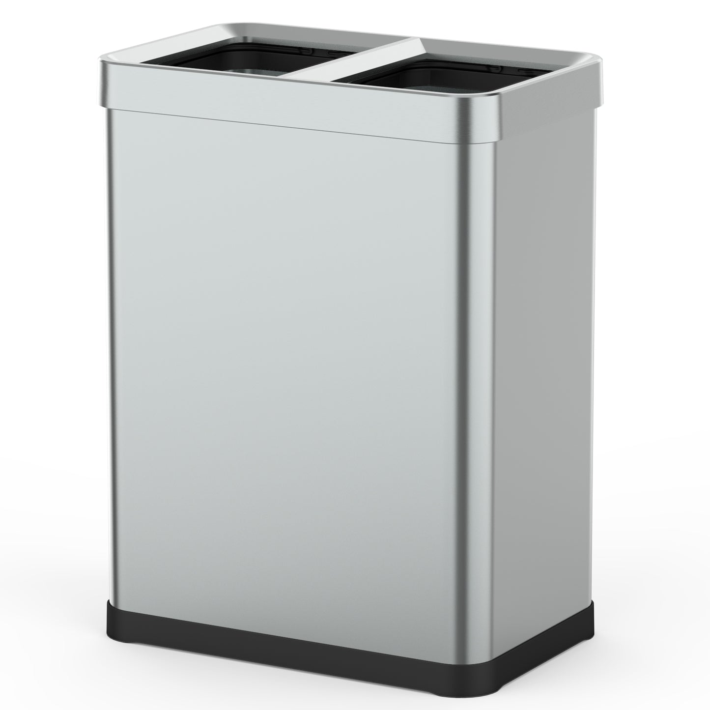 Poubelle de tri 2 x 30L en acier inoxydable TALLIN Open Top sans couvercle, design moderne pour bureau, cuisine, hôtel ou restaurant