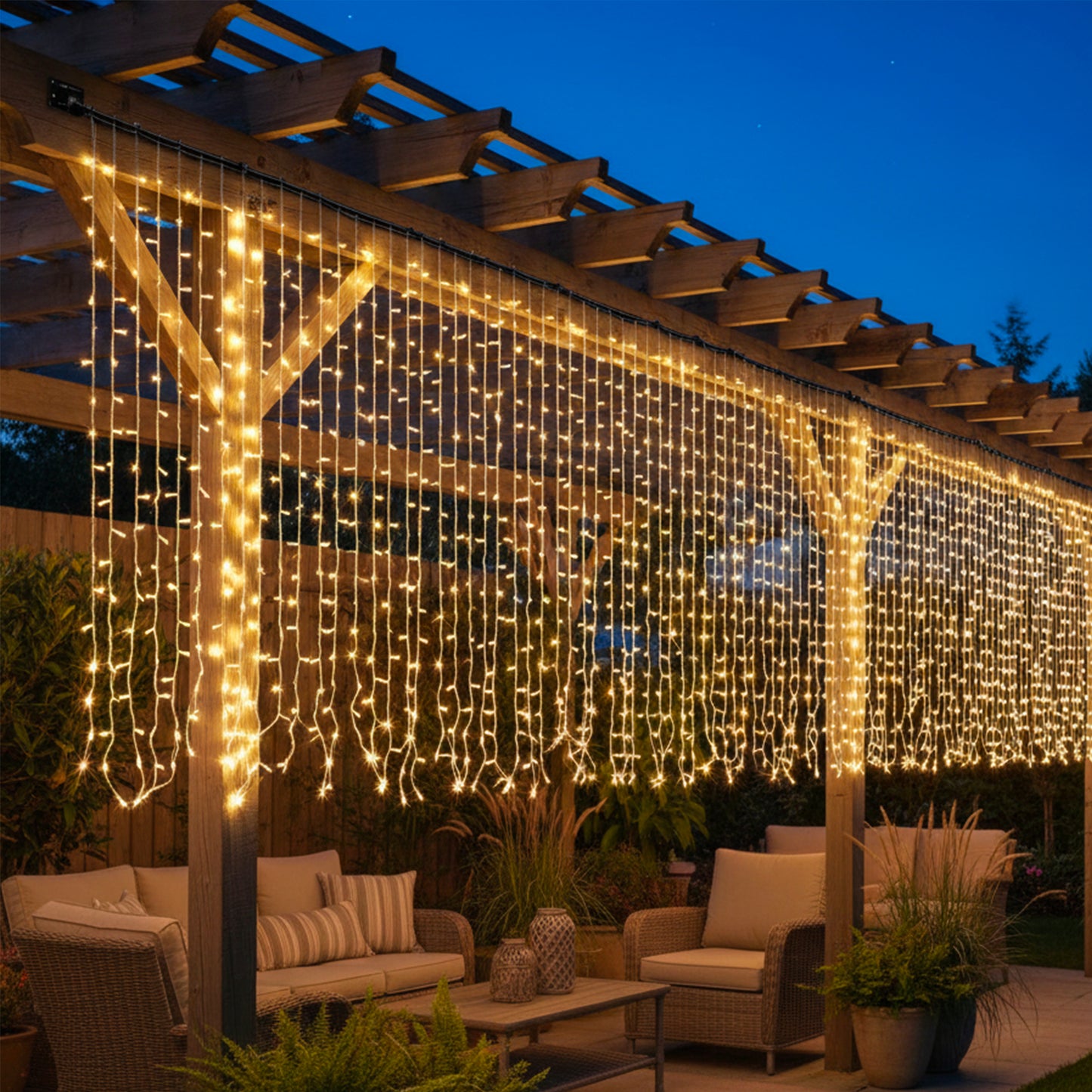 Guirlande lumineuse solaire rideaux 200 LED blanc chaud YOGY CURTAIN 200 4mx2m 8 modes