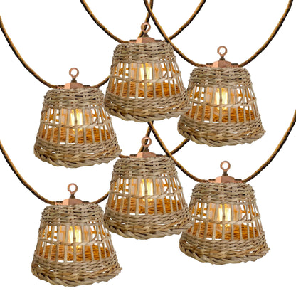 Guirlande lumineuse solaire et sur secteur raccordable en corde 20 ampoules transparentes LED blanc chaud dimmable SAMOA LIGHT HYBRID 13m
