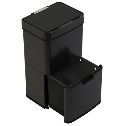 NARVIK Automatischer Küchenabfalleimer mit zwei Fächern, 75 l, aus Edelstahl, Recycling, großes Fassungsvermögen und Tischabfalleimer 3 l