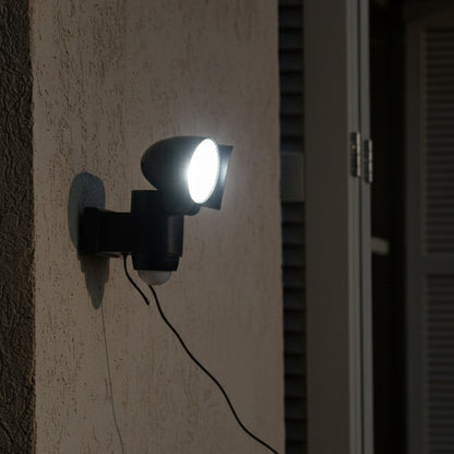 Projecteur solaire deux têtes orientables éclairage puissant panneau solaire déporté LED blanc WALEE BLACK avec détecteur de mouvement H15,4cm