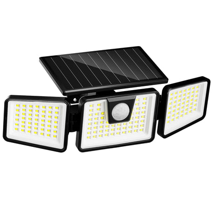 Solarstrahler 3 schwarze Köpfe leistungsstarke weiße LED-Beleuchtung FALCON H9,3cm mit einstellbarem Bewegungsmelder