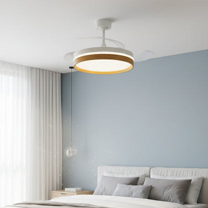 Ventilateur de Plafond CALYSA 106cm avec Pales Escamotables et LED 33W Grand Ventilateur Silencieux 34dB pour Salon et Chambre Moteur DC 30W Basse Consommation Réversible Été Hiver avec Télécommande Plafonnier 3500 Lumens Blanc et Bois