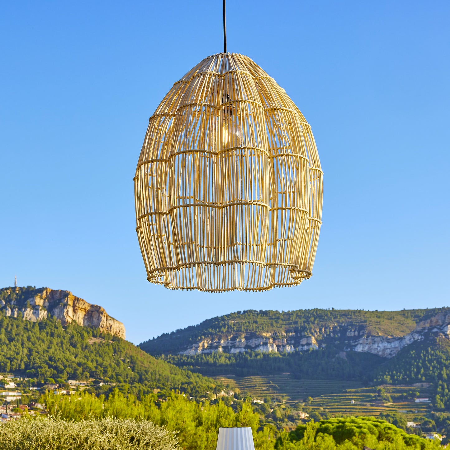 Suspension sur secteur pour l'extérieur AVILA OUTDOOR CABLE en rotin naturel style bohème 5m de longueur de câble