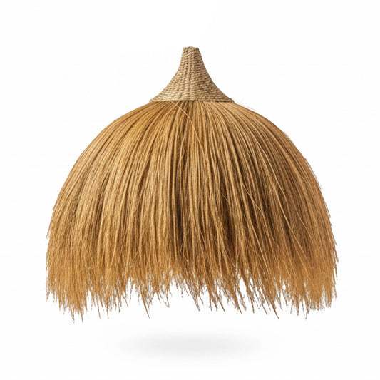 Abat jour naturel XXL BIG MASAI en herbe de rayung style bohème H62cm pour monture électrique E27