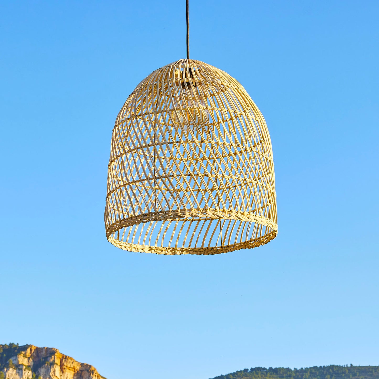 PAULO INDOOR Lampenschirm im böhmischen Stil aus natürlichem Rattan für elektrische Halterung E27 H45cm