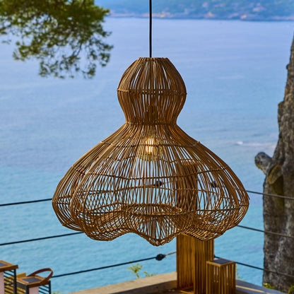 Abat jour naturel RONDA en rotin style bohème H53cm pour monture électrique E27