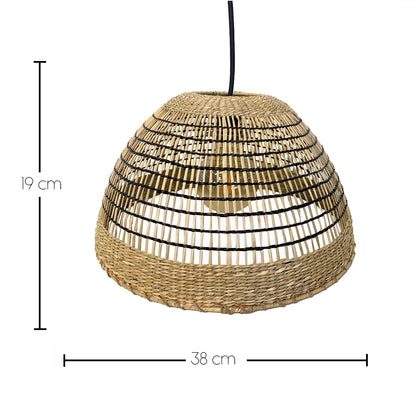 CESARE NOMAD Pendelleuchte im böhmischen Stil aus natürlichem Seegras mit nomadischer LED-Lampe