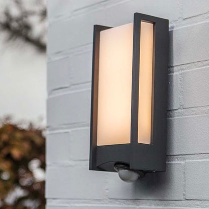 Applique murale d'extérieur sur secteur avec détecteur de mouvement QUBO GREY SENSOR aluminium gris LED blanc chaud H7,6cm