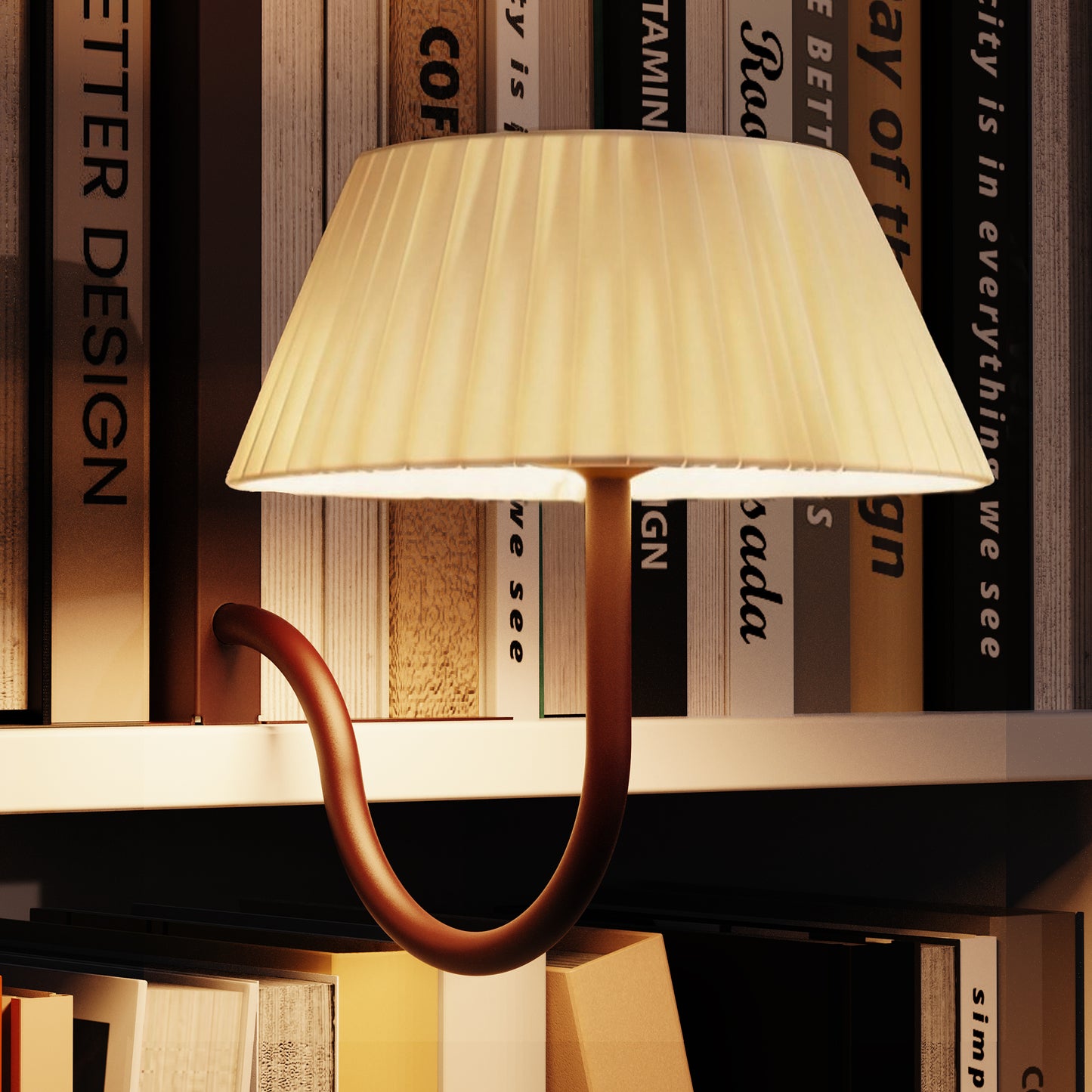 Applique pour bibliothèque d'intérieur avec ampoule LED bronze rechargeable blanc chaud dimmable LIBRA CORTEN H28,5 cm