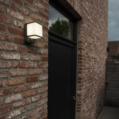 Applique murale d'extérieur sur secteur avec détecteur de mouvement DOBLO GREY SENSOR aluminium gris LED blanc chaud H14,6cm