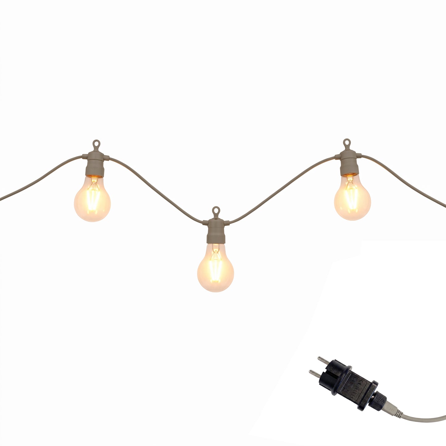 Guirlande lumineuse extérieur taupe 10 globes transparents raccordable LED blanc chaud PARTY MAX CLEAR TAUPE 8m