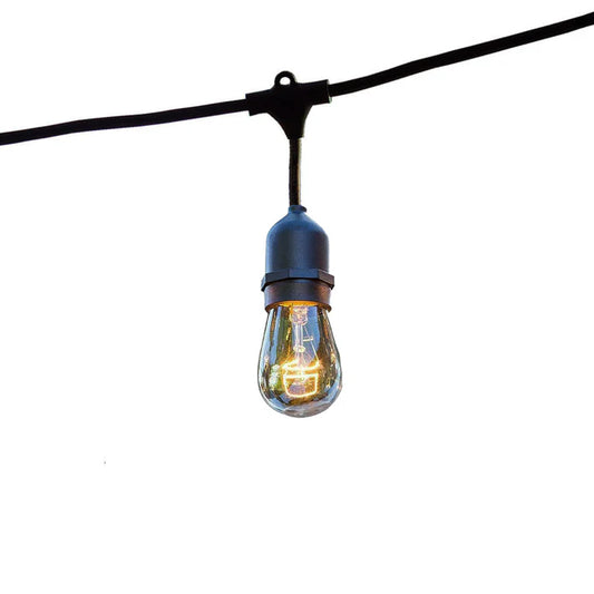 Außenleuchtengirlande mit 20 Vintage Filamentbirnen E27 warmweiß LED Fassung MAFY 20 LIGHT 10m sehr hell