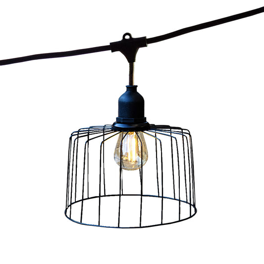 Außenleuchtengirlande mit Metallschirm 10 Glühlampen E27 LED Fassung warmweiß NEMA LIGHT 6m