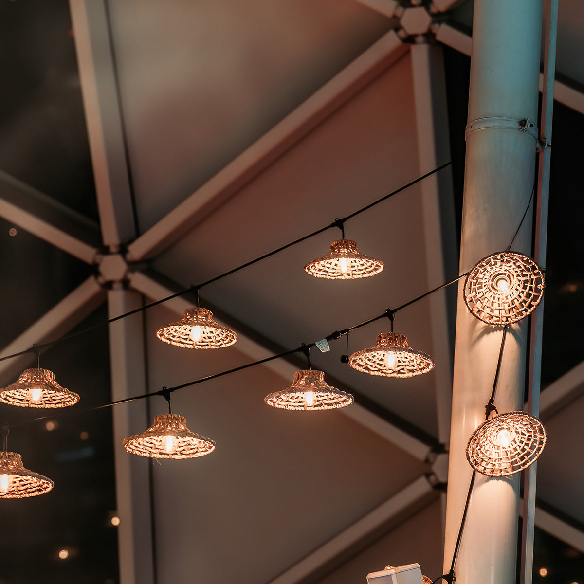 Lot de 2 guirlandes lumineuses extérieur connectables 14 abat-jour jacinthe d'eau style bohème ampoules filament E27 LED blanc chaud 2x MOOREA LIGHT 10m