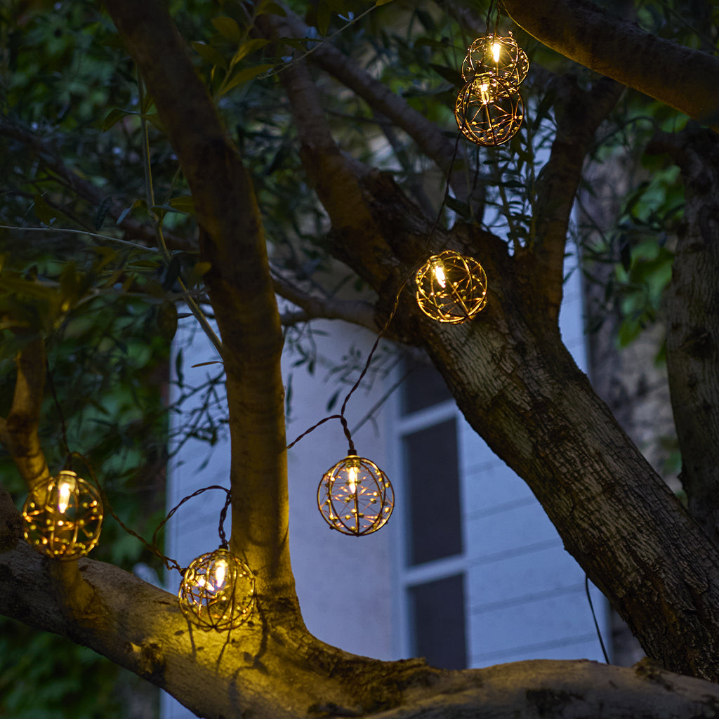 Guirlande lumineuse solaire d'extérieur marron 10 boules lumineuses RUSTY LIGHT 13 modes 4m