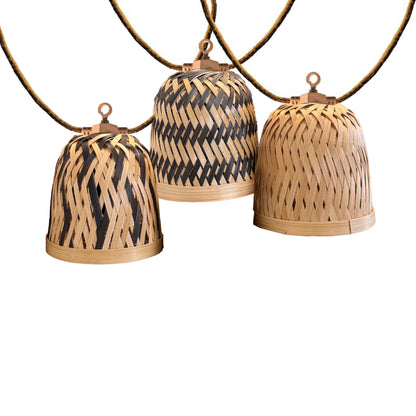 Guirlande lumineuse extérieur raccordable 10 abat-jour naturels en bambou LINA LIGHT HYBRID LED blanc chaud 8m solaire et sur secteur