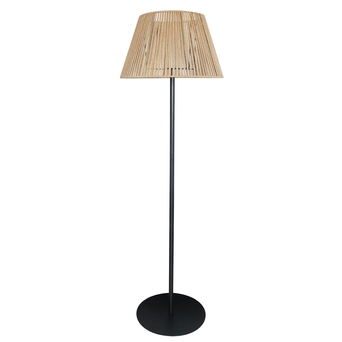 Lampadaire sans fil pied metal LED blanc et multicolore dimmable TALL RAFFY en corde naturelle H170cm avec télécommande