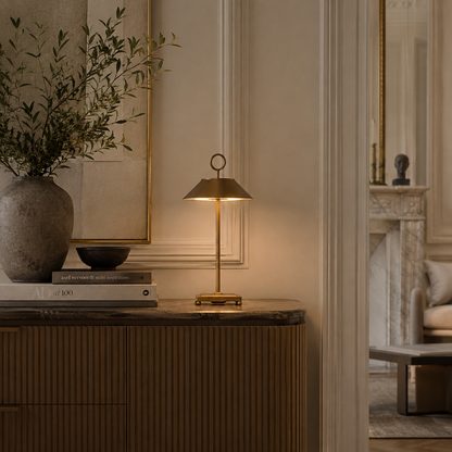 Lampe de table sans fil dimmable en aluminium couleur bronze LED MARAIS BRONZE H29 cm