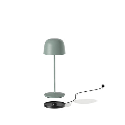 Lampe de table touch sans fil en aluminium vert olive LED SOPHIA OLIVE blanc dimmable H28cm