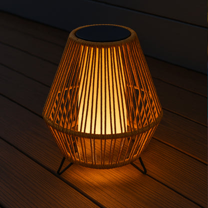 Lanterne solaire décorative avec base LED solaire rechargeable LED blanc chaud SALOMEA SMALL H35cm