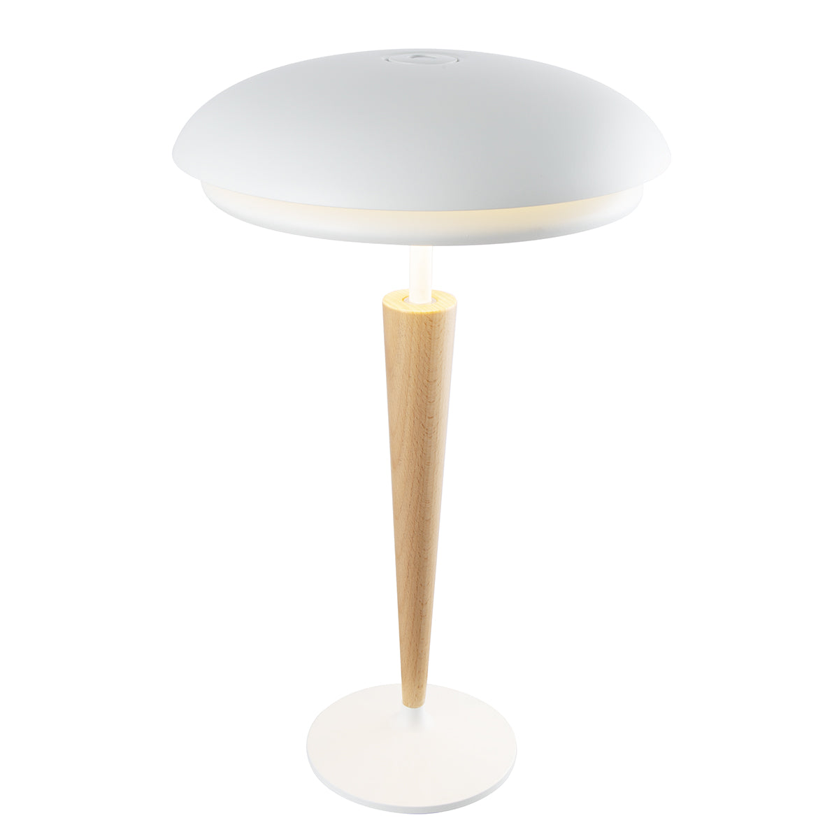 Lampe de table sans fil LED blanc chaud dimmable LAPIS pied en bois de hêtre H36cm