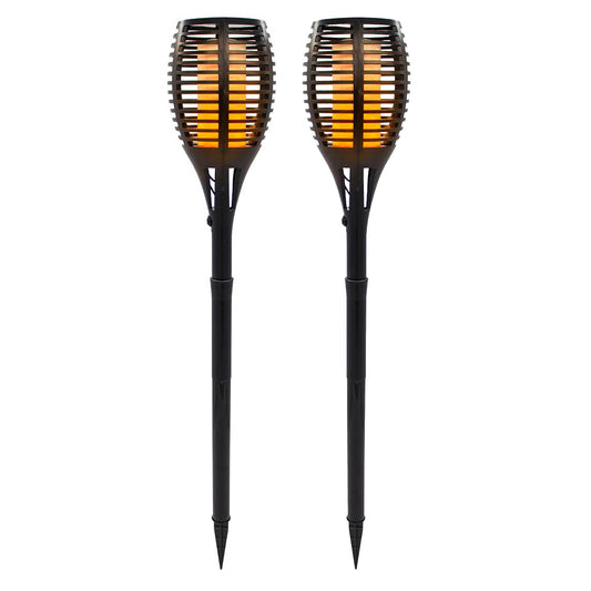 Lot de 2 torches solaires à piquer 96 LED effet flamme vacillante 2x MAITY SUN H80cm