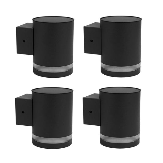 Lot de 4 appliques murales solaires noires LED blanc chaud détecteur crépusculaire 4x HELIO