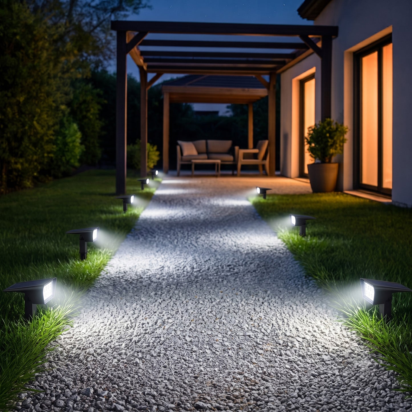 Set mit 2 Solarstrahlern 2 in 1 Projektor zum Stechen oder Fixieren rechteckig leistungsstarke Beleuchtung dimmbare weiße LED CURTIS H 31,5 cm