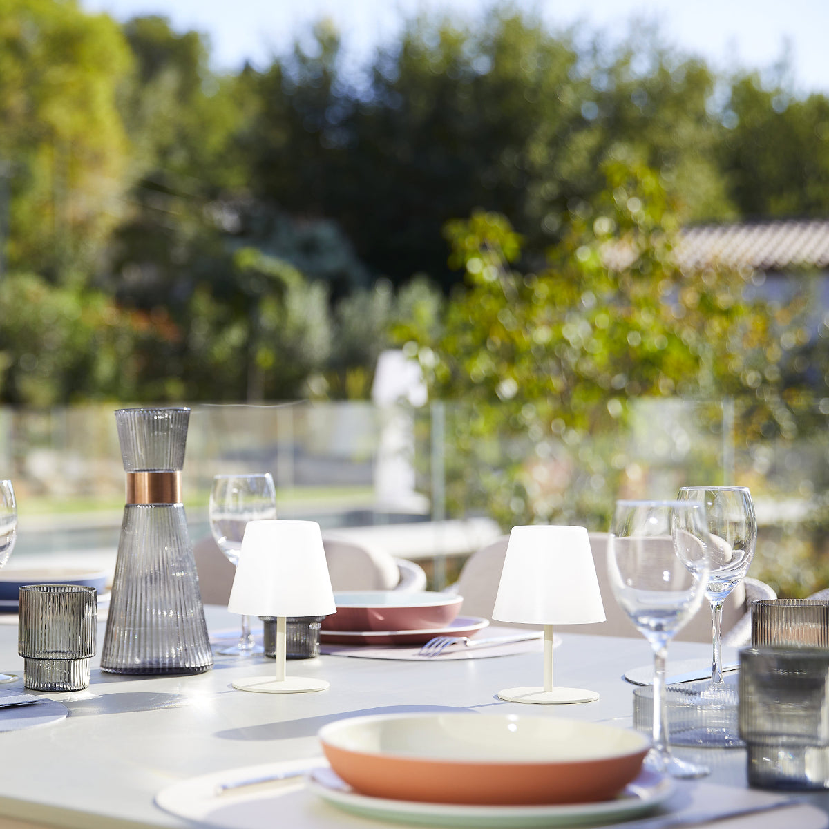 Lot de 4 minis lampes de table LED crème sans fil blanc dimmable 2X TWINS CREAM H16cm