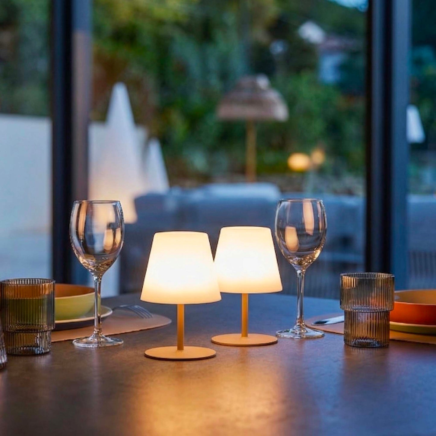 Set de 2 lampes de table LED sans fil TWINS Cream H16cm