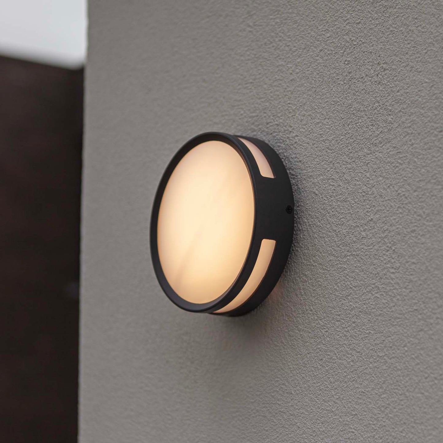Applique murale d'extérieur sur secteur ROLA aluminium noir LED blanc chaud H4,8cm